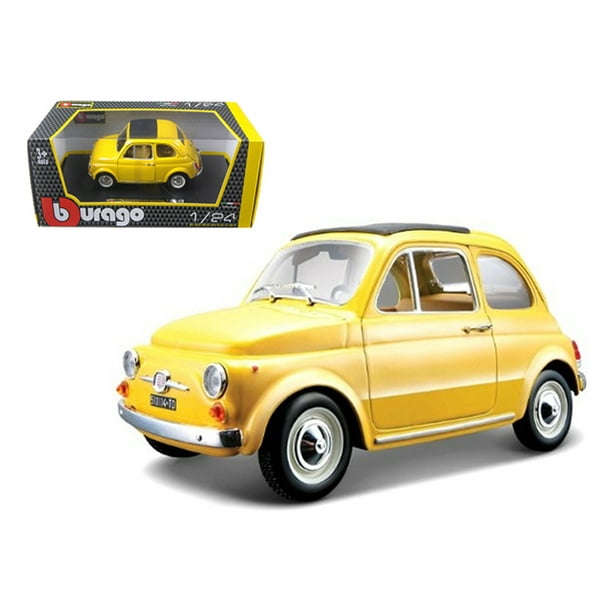 Yellow Bburago 1965 Fiat Diecast Model Car 1:24 Scale 